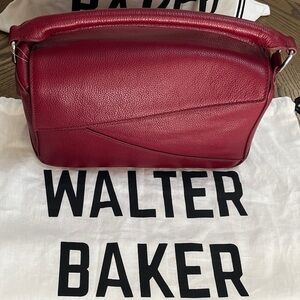 Walter Baker Deep Red Pebbled Leather Crossbody Bag